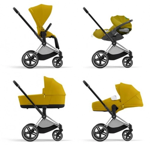 Cybex Priam 4.0 + Cloud Z I-size Chrome black frame Mustard Yellow Bērnu rati 3in1