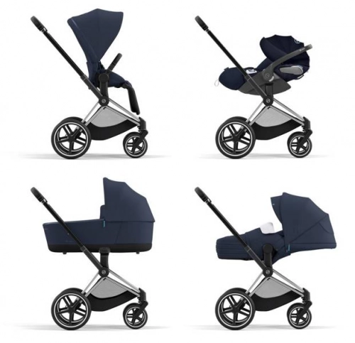 Cybex Priam 4.0 + Cloud Z I-size Chrome black frame Nautical Blue Bērnu rati 3in1