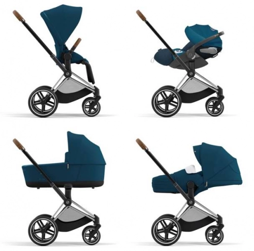 Cybex Priam 4.0 + Cloud Z I-size Chrome brown frame Mountain Blue Bērnu rati 3in1