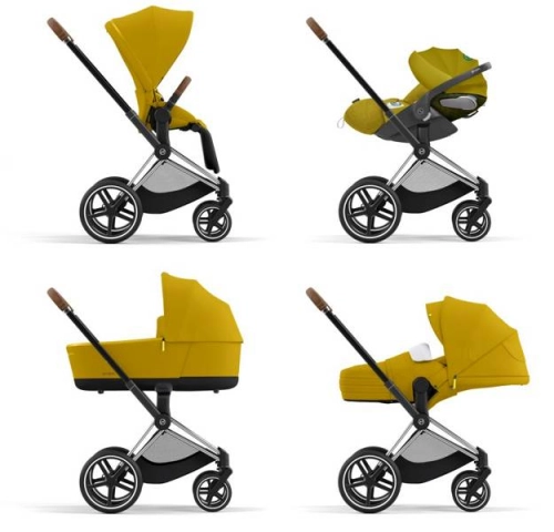 Cybex Priam 4.0 + Cloud Z I-size Chrome brown frame Mustard Yellow Bērnu rati 3in1