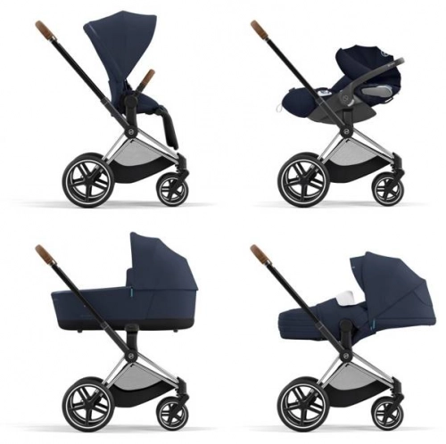 Cybex Priam 4.0 + Cloud Z I-size Chrome brown frame Nautical Blue Bērnu rati 3in1