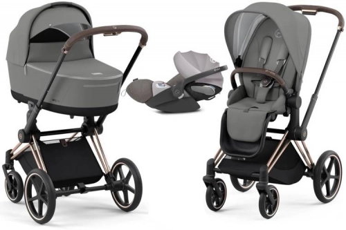 Cybex Priam 4.0 + Cloud Z I-size Gold rose frame Soho Grey Детская коляска 3in1
