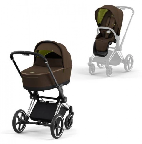 Cybex Priam 4.0 + Cloud Z2 I-size Chrome black frame Khaki Brown Детская коляска 3in1
