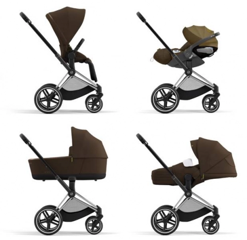Cybex Priam 4.0 + Cloud Z2 I-size Chrome black frame Khaki Brown Детская коляска 3in1