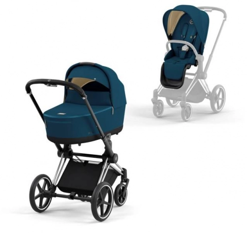 Cybex Priam 4.0 + Cloud Z2 I-size Chrome black frame Mountain Blue Bērnu rati 3in1