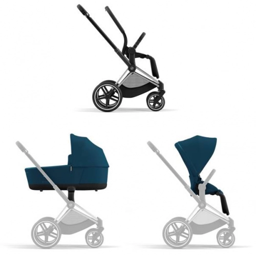 Cybex Priam 4.0 + Cloud Z2 I-size Chrome black frame Mountain Blue Bērnu rati 3in1