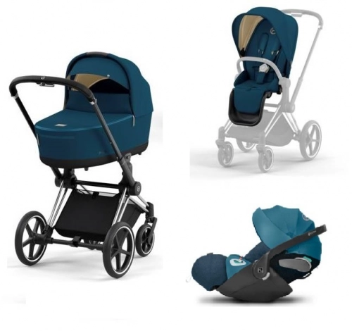 Cybex Priam 4.0 + Cloud Z2 I-size Chrome black frame Mountain Blue Bērnu rati 3in1