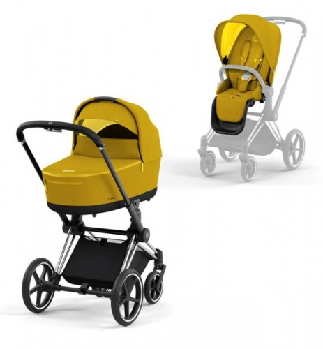Cybex Priam 4.0 + Cloud Z2 I-size Chrome black frame Mustard Yellow Детская коляска 3in1