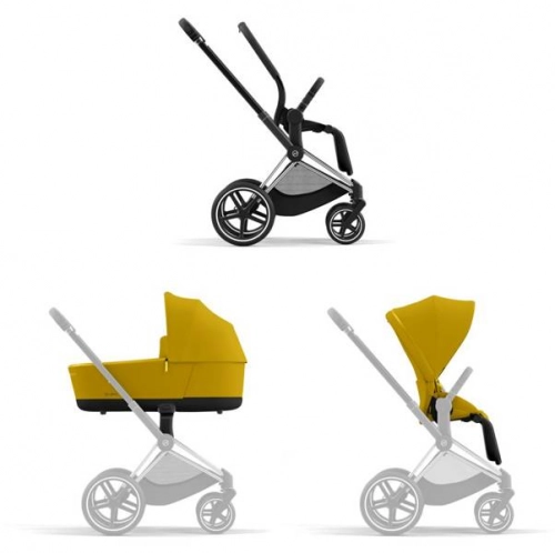 Cybex Priam 4.0 + Cloud Z2 I-size Chrome black frame Mustard Yellow Детская коляска 3in1
