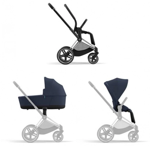 Cybex Priam 4.0 + Cloud Z2 I-size Chrome black frame Nautical Blue Детская коляска 3in1