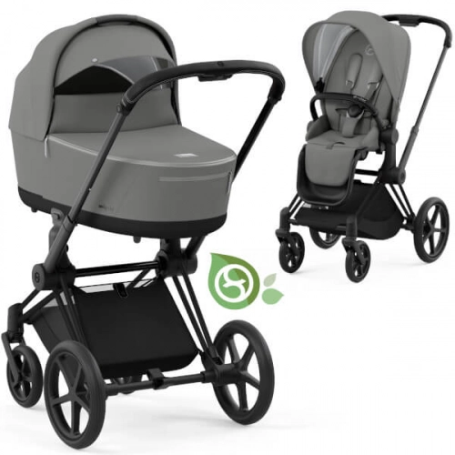 Cybex Priam 4.0 Conscious Eco Pearl Grey + Gold rose frame Pastaigu rati