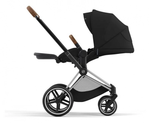 Cybex Priam 4.0 Deep Black + Chrome brown frame Pastaigu rati