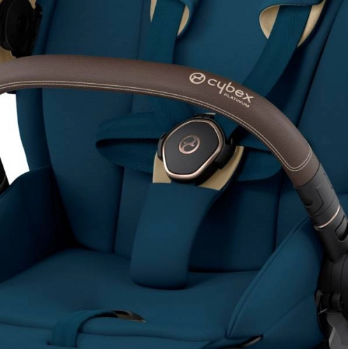 Cybex Priam 4.0 Mountain Blue + Gold rose frame Pastaigu rati