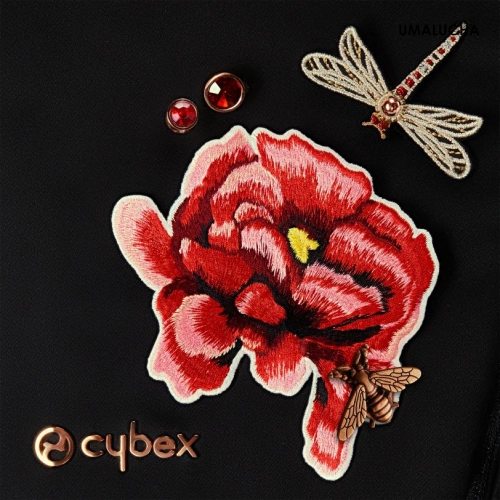 Cybex Priam 4.0 Spring Blossom Dark + Gold rose frame Pastaigu rati
