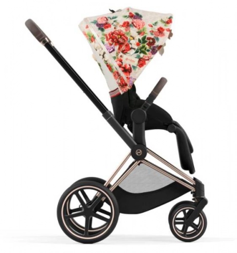 Cybex Priam 4.0 Spring Blossom Light + Gold rose frame Pastaigu rati