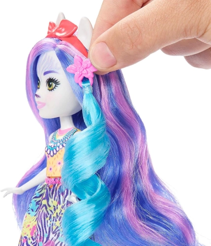 Mattel Enchantimals Glam Party Zemirah Zebra Grainy HNV28 + 5 Accessories Lelle ar dzīvnieku