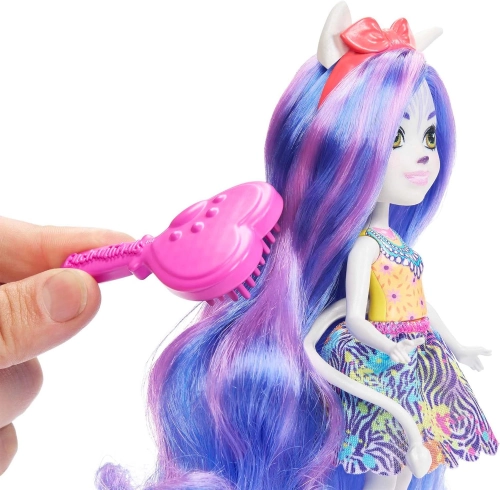 Mattel Enchantimals Glam Party Zemirah Zebra Grainy HNV28 + 5 Accessories Lelle ar dzīvnieku