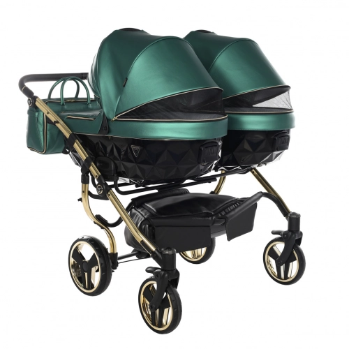 Junama Fluo Line Duo 02 Green Gold Коляска для двойняшек 3in1