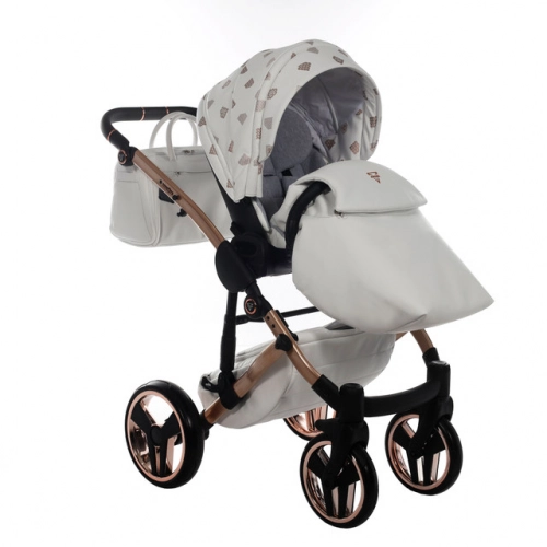 Junama Glow col. 1 White rose gold Bērnu ratiņi 3 in 1