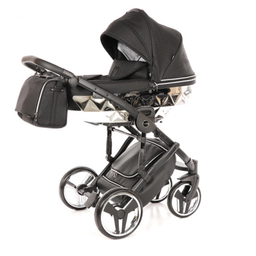 Junama Mirror Col.03 Black silver Bērnu rati 2in1