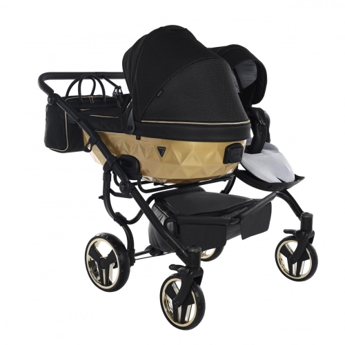 Junama Mirror Satin Duo 03 Black Gold Коляска для двойняшек 3in1