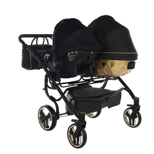 Junama Mirror Satin Duo 03 Black Gold Коляска для двойняшек 3in1