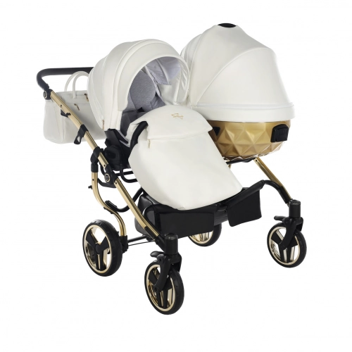 Junama Mirror Satin Duo 06 White Gold Dvīņu rati 3in1