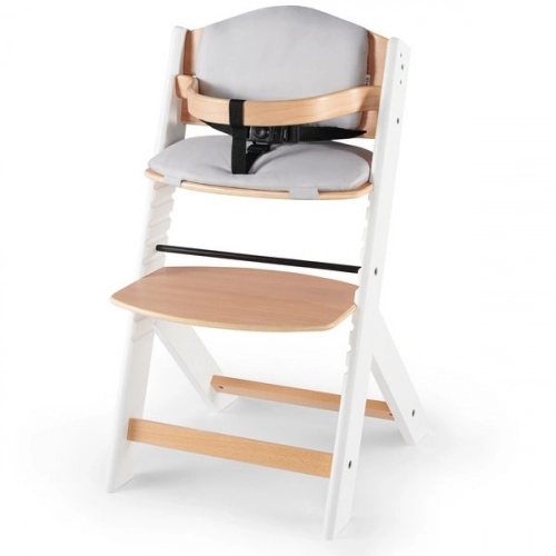 Kinderkraft Enock Wood white 3in1 Barošanas krēsliņš ar spilventiņiem