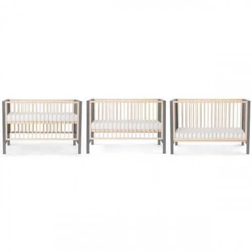 Kinderkraft Mia 2in1 Grey Bērnu gulta + Matracis 120 x 60 cm