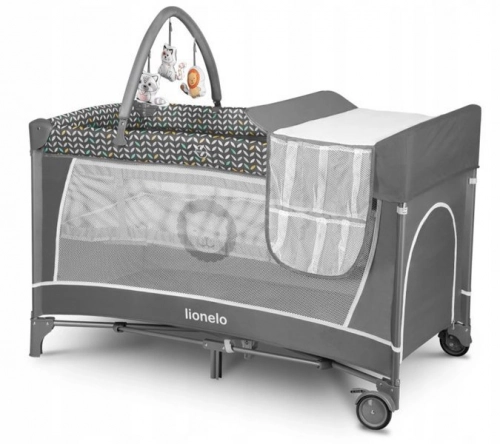 Lionelo FLOWER Grey Scandi 2in1 Ceļojumu gulta