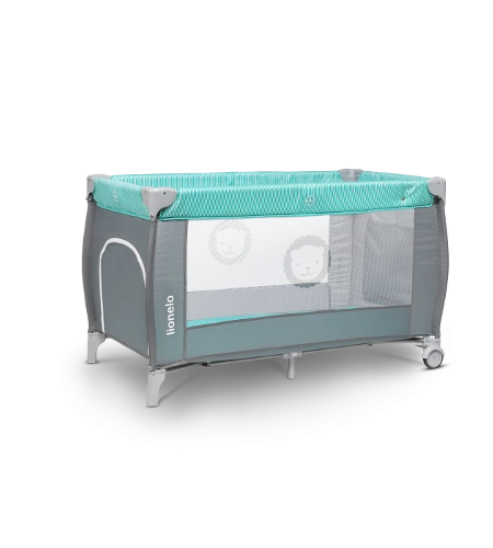 Lionelo Sven Plus Turquoise Grey Кровать манеж для путешествий (2 уровня)
