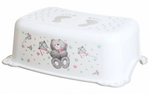 Maltex SET Bear White Komplekts: Pakāpiens-paliktnis + Naktspodiņš + Poda vāka mazinātājs