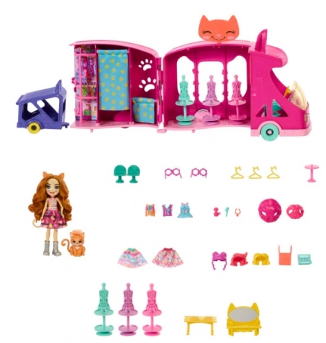 Mattel Enchantimals Cat Fashion Truck Playset HPB34 Кемпер + Кукла