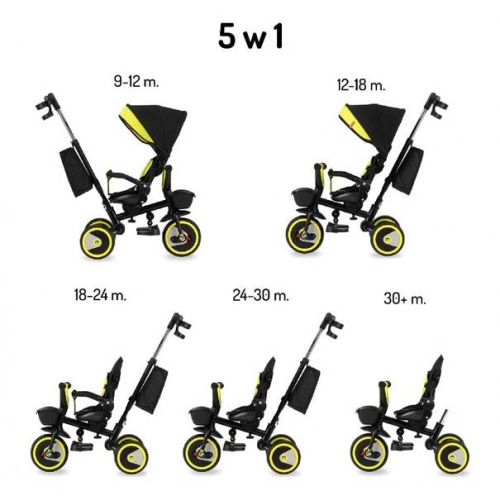 Momi Invidia 360 5in1 Black yellow Bērnu trīsritenis