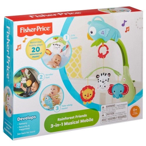 Музыкальная карусель на кроватку Fisher Price Rainforest Friends 3-in-1 Musical Mobile CHR11