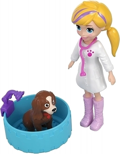 Polly Pocket Cuddle 'n' Care Mobile Vet GFR04 Lelle + Mobilā veterinārā klīnika