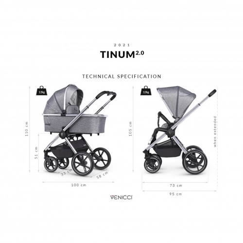 Venicci Tinum 2.0 Teal Bay Bērnu rati 2in1