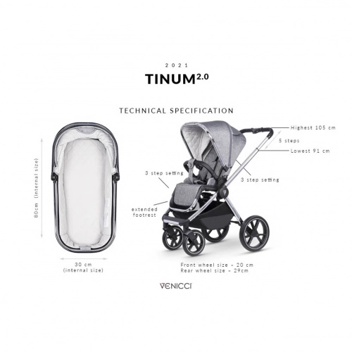 Venicci Tinum 2.0 Teal Bay Bērnu rati 2in1