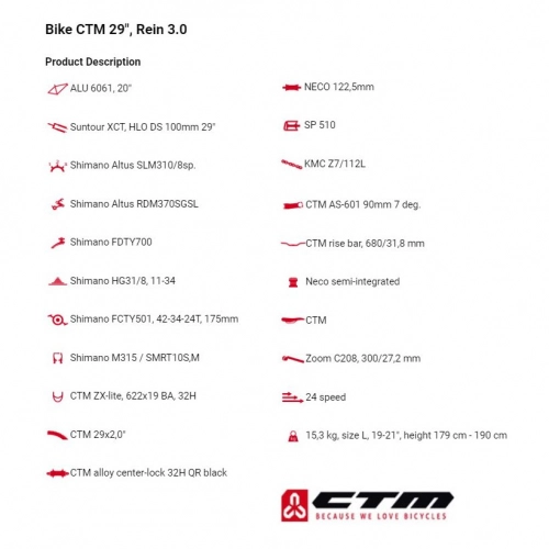 Vīriešu velosipēds CTM Rein 3.0 29"