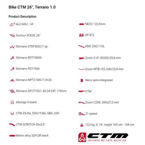 Bērnu velosipēds CTM Terrano 1.0 26"