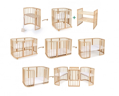 Waldin 7in1 Natural Bērnu gulta + Matracis