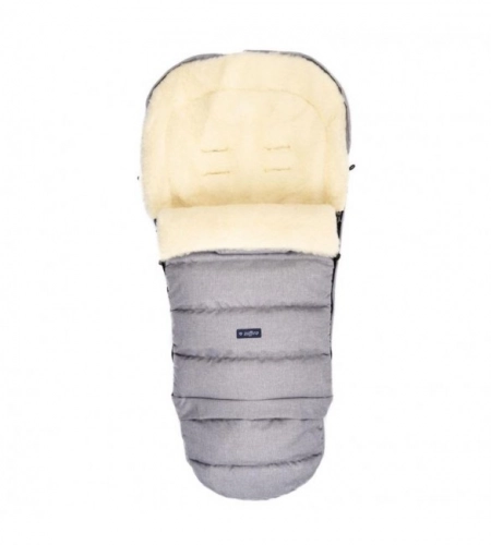 Bērnu ratu guļammaiss ar aitas vilnas oderi Womar iGROW Wool Melange Light Gray S20M-004