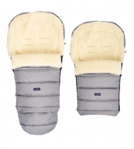 Bērnu ratu guļammaiss ar aitas vilnas oderi Womar iGROW Wool Melange Light Gray S20M-004