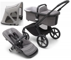 Bugaboo Fox 5 Grey Melange Детская коляска 2в1 Черная рама + Крыша Breezy Misty grey
