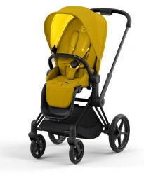 Cybex e-Priam Mustard Yellow Matt black frame Pastaigu rati