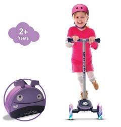 Skrejritenis Smart Trike Scooter T3 + LED mirdzoši riteņi + Soma Violet