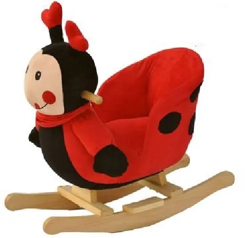 Babygo'15 Lady Bug Rocker Plush Animal Детская деревянная лошадка - качалка с музыкой