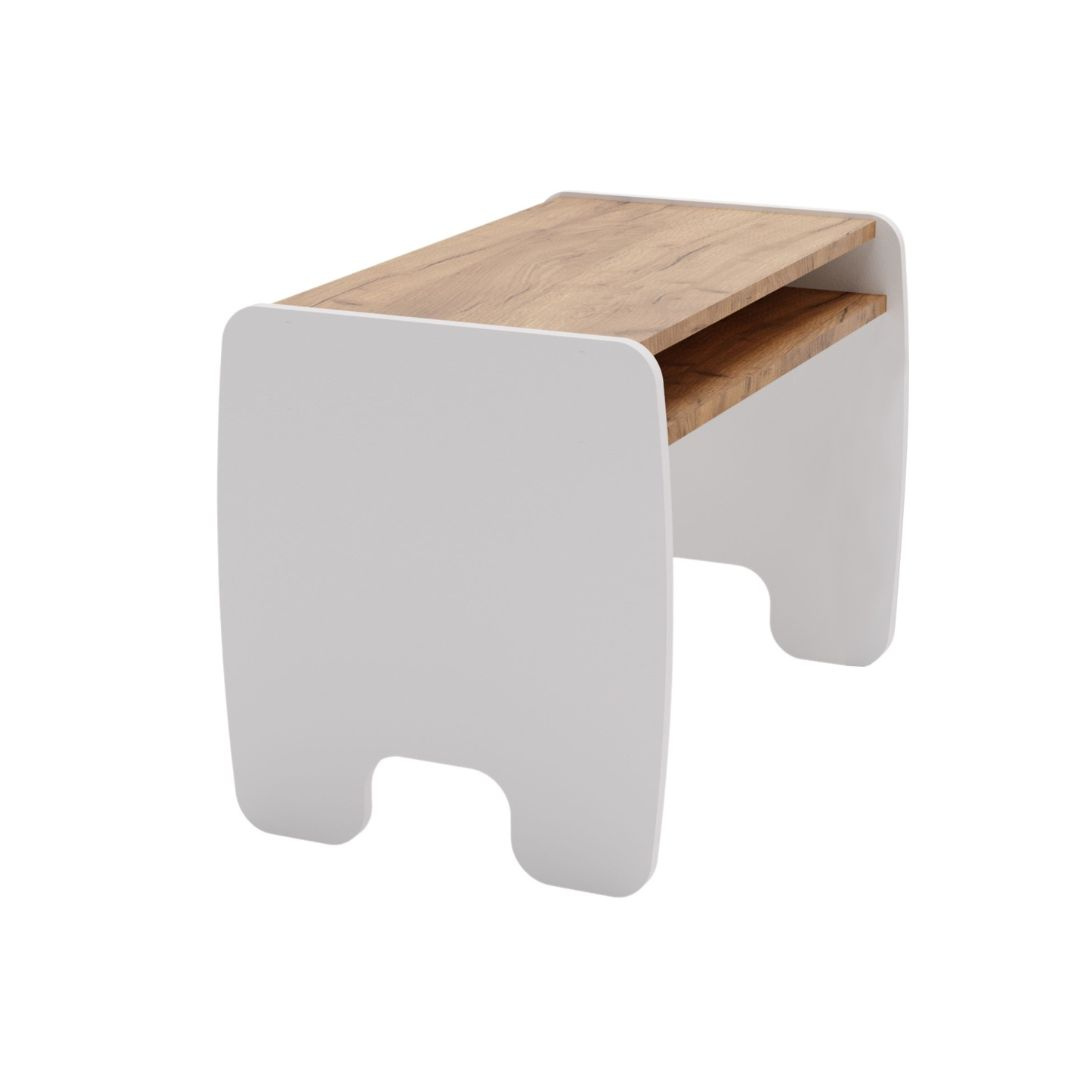 Children's table + chair set - white/oak craft gold colour