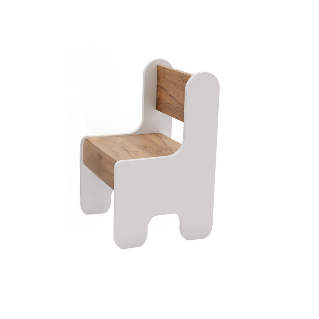 Children's table + chair set - white/oak craft gold colour