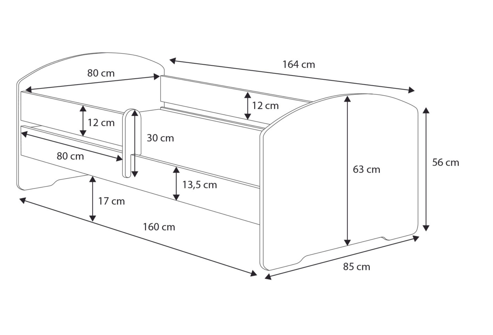 Двухместная кровать LUK 160x80 white